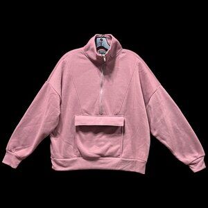 Love Mood - Women's Long Sleeve Sweatshirt With Kangaroo Pocket - Pink - Small